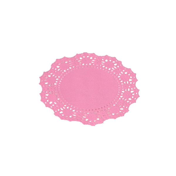 Pastry Tek Round Pink Paper Doilies - Lace - 4" x 4" - 4000 count box