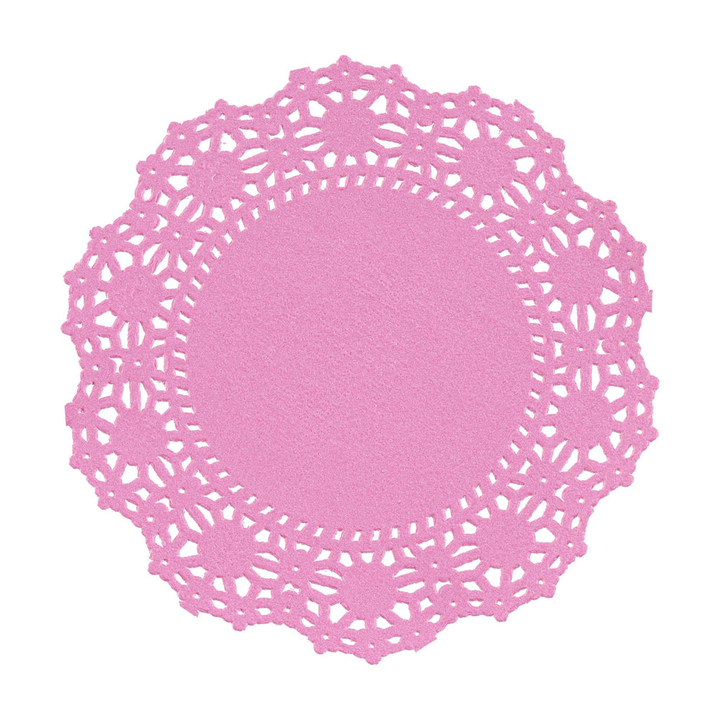 Pastry Tek Round Pink Paper Doilies - Lace - 4" x 4" - 4000 count box
