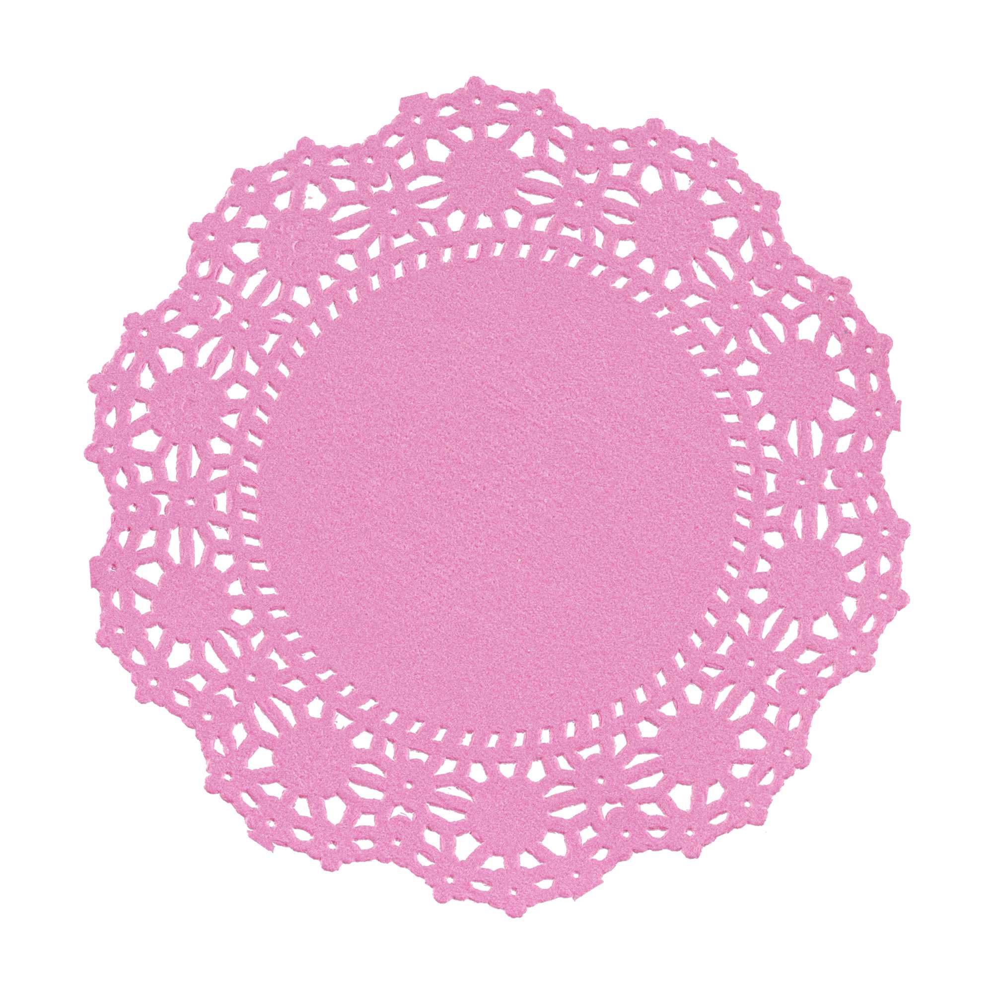 Pastry Tek Round Pink Paper Doilies - Lace - 4" x 4" - 100 count box