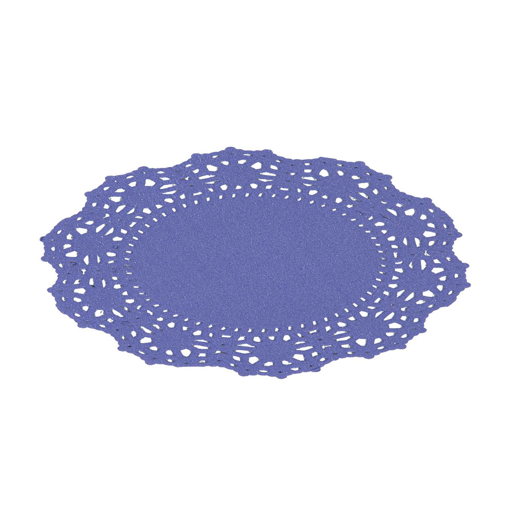 Pastry Tek Round Purple Paper Doilies - Lace - 4" x 4" - 100 count box