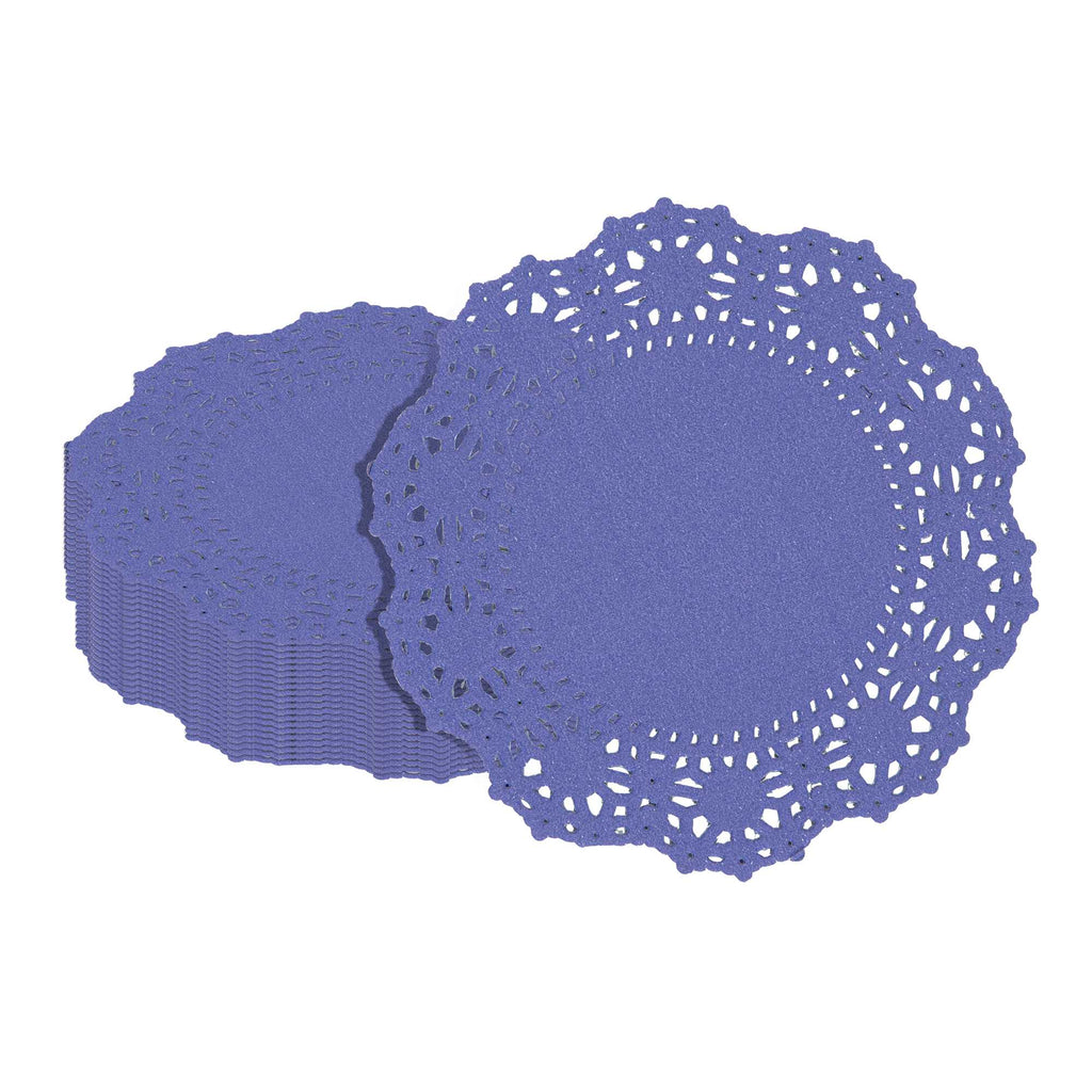 Pastry Tek Round Purple Paper Doilies - Lace - 4" x 4" - 100 count box