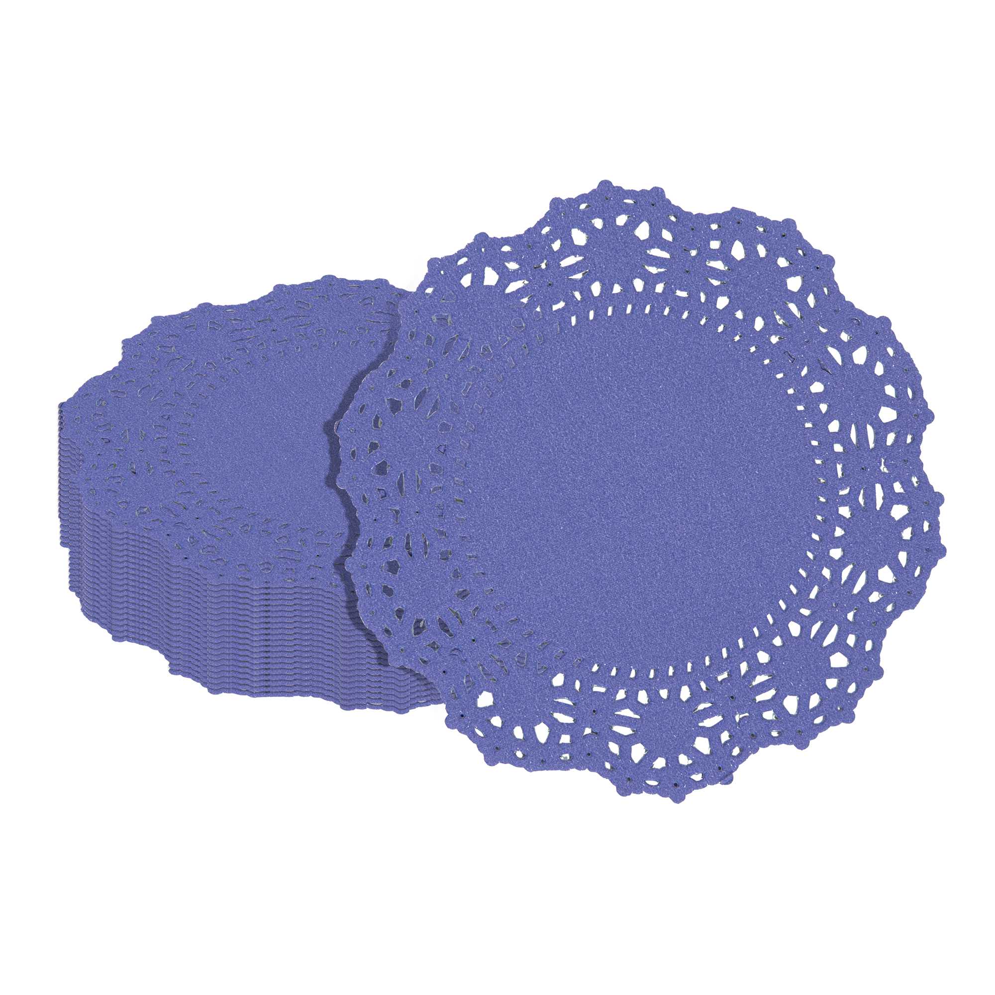 Pastry Tek Round Purple Paper Doilies - Lace - 4" x 4" - 4000 count box