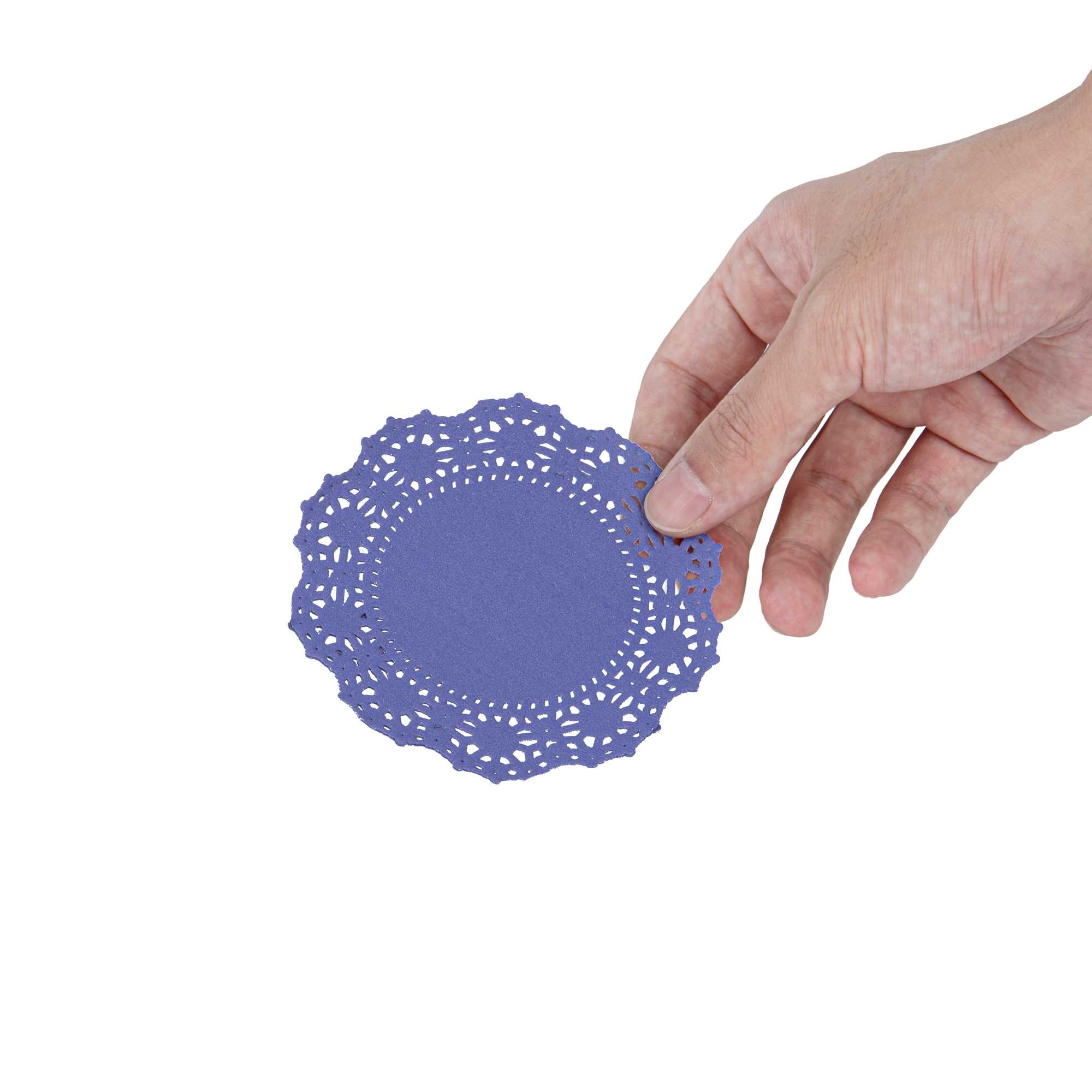 Pastry Tek Round Purple Paper Doilies - Lace - 4" x 4" - 4000 count box