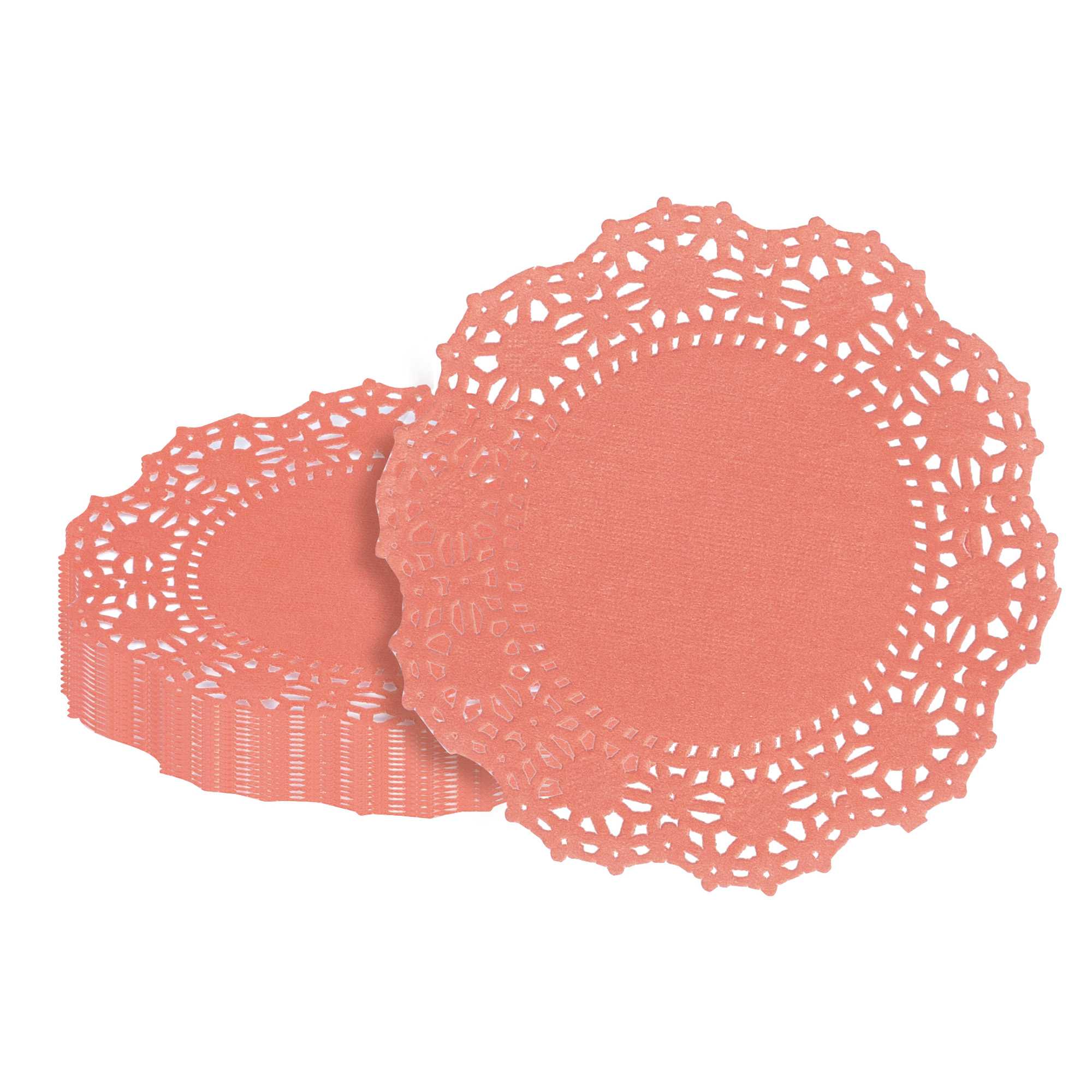 Pastry Tek Round Red Paper Doilies - Lace - 4" x 4" - 100 count box