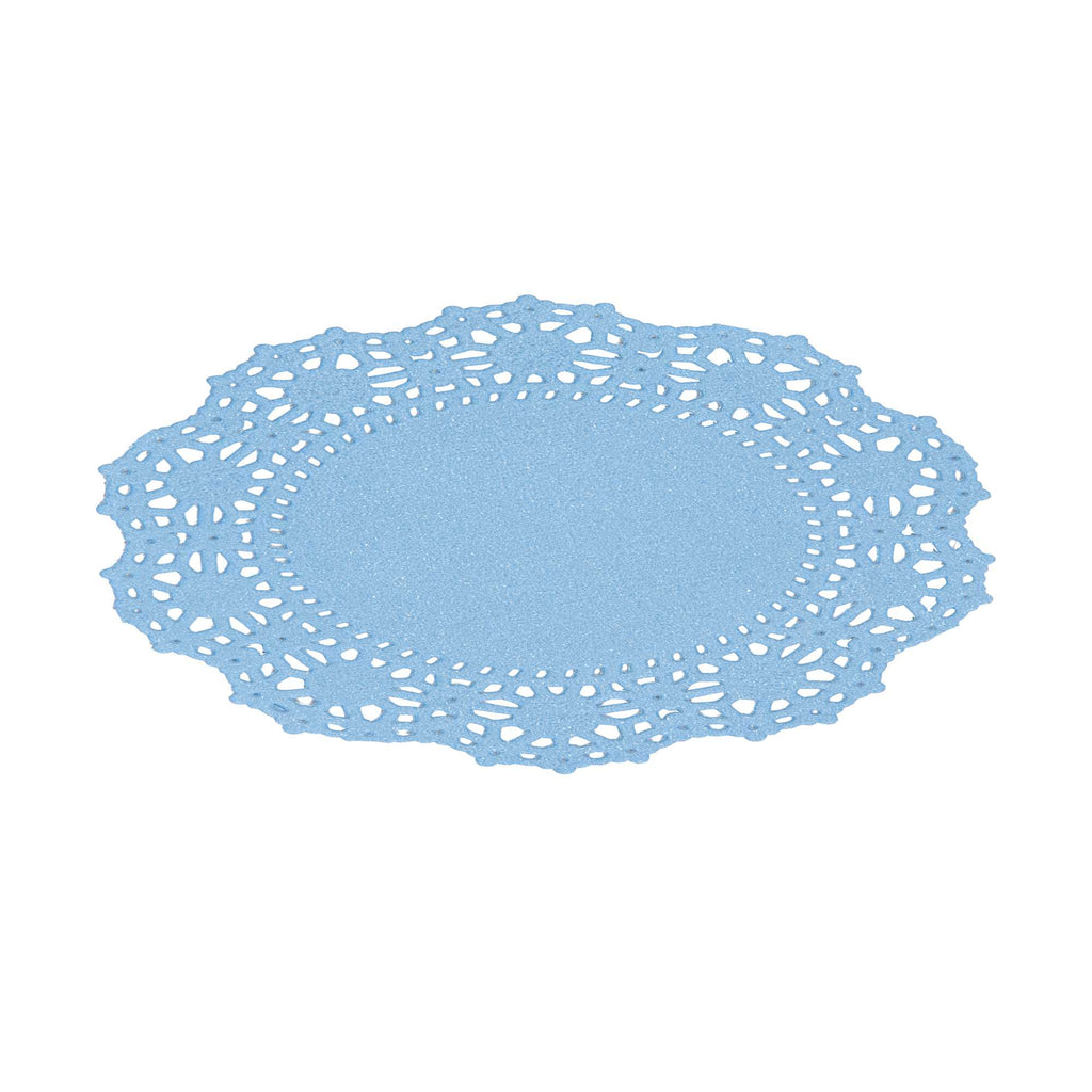 Pastry Tek Round Sky Blue Paper Doilies - Lace - 4" x 4" - 100 count box