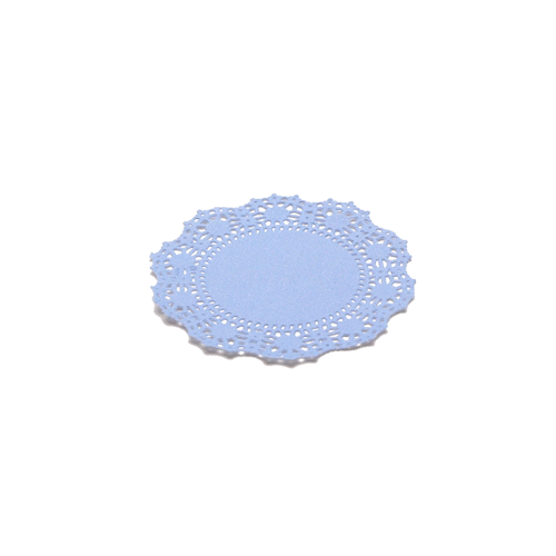 Pastry Tek Round Sky Blue Paper Doilies - Lace - 4" x 4" - 100 count box