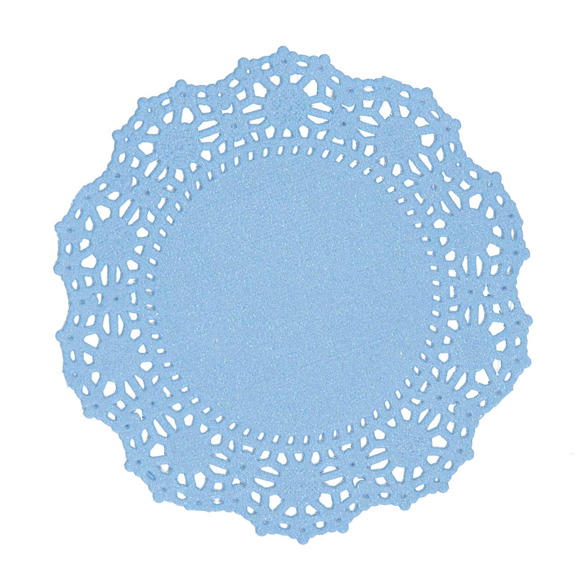 Pastry Tek Round Sky Blue Paper Doilies - Lace - 4" x 4" - 100 count box
