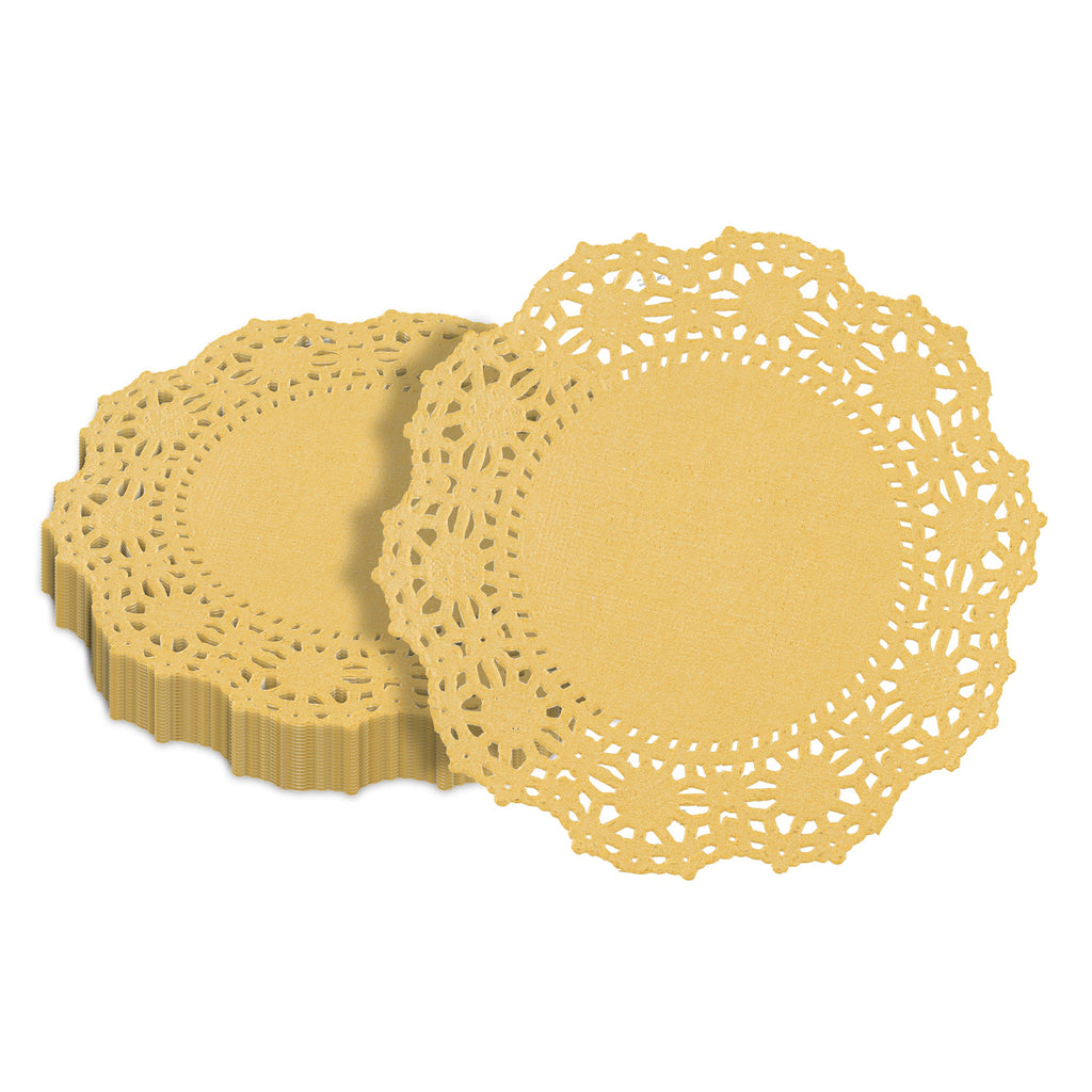 Pastry Tek Round Orange Paper Doilies - Lace - 4" x 4" - 100 count box