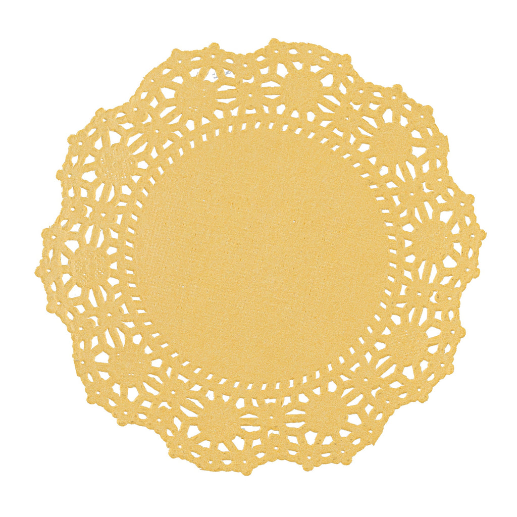 Pastry Tek Round Orange Paper Doilies - Lace - 4" x 4" - 100 count box