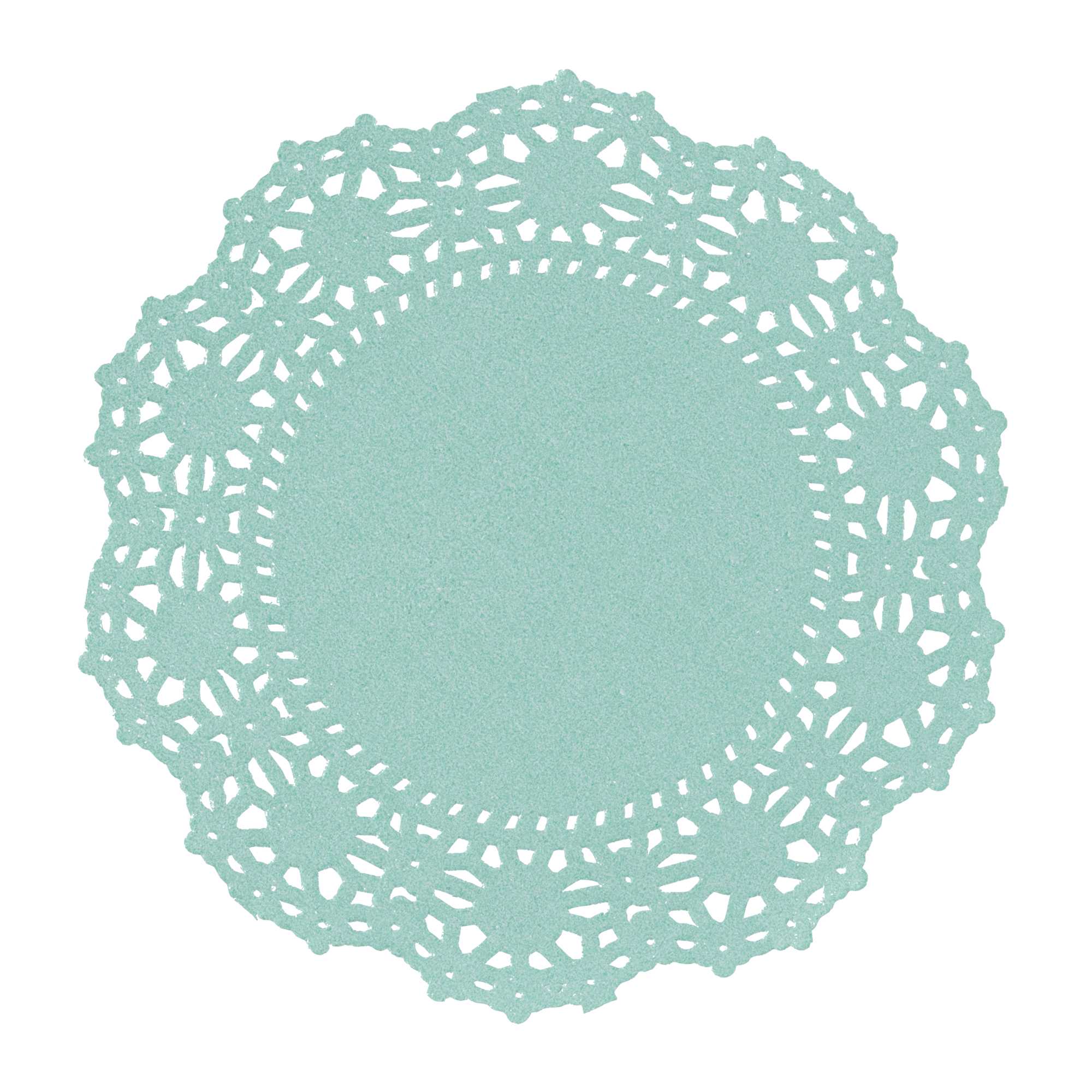 Pastry Tek Round Teal Paper Doilies - Lace - 4" x 4" - 4000 count box