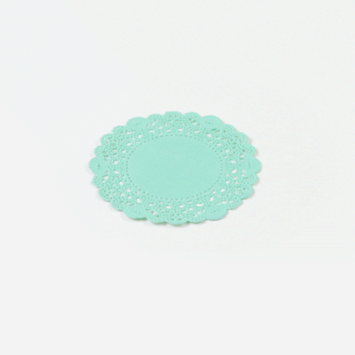 Pastry Tek Round Teal Paper Doilies - Lace - 4" x 4" - 100 count box