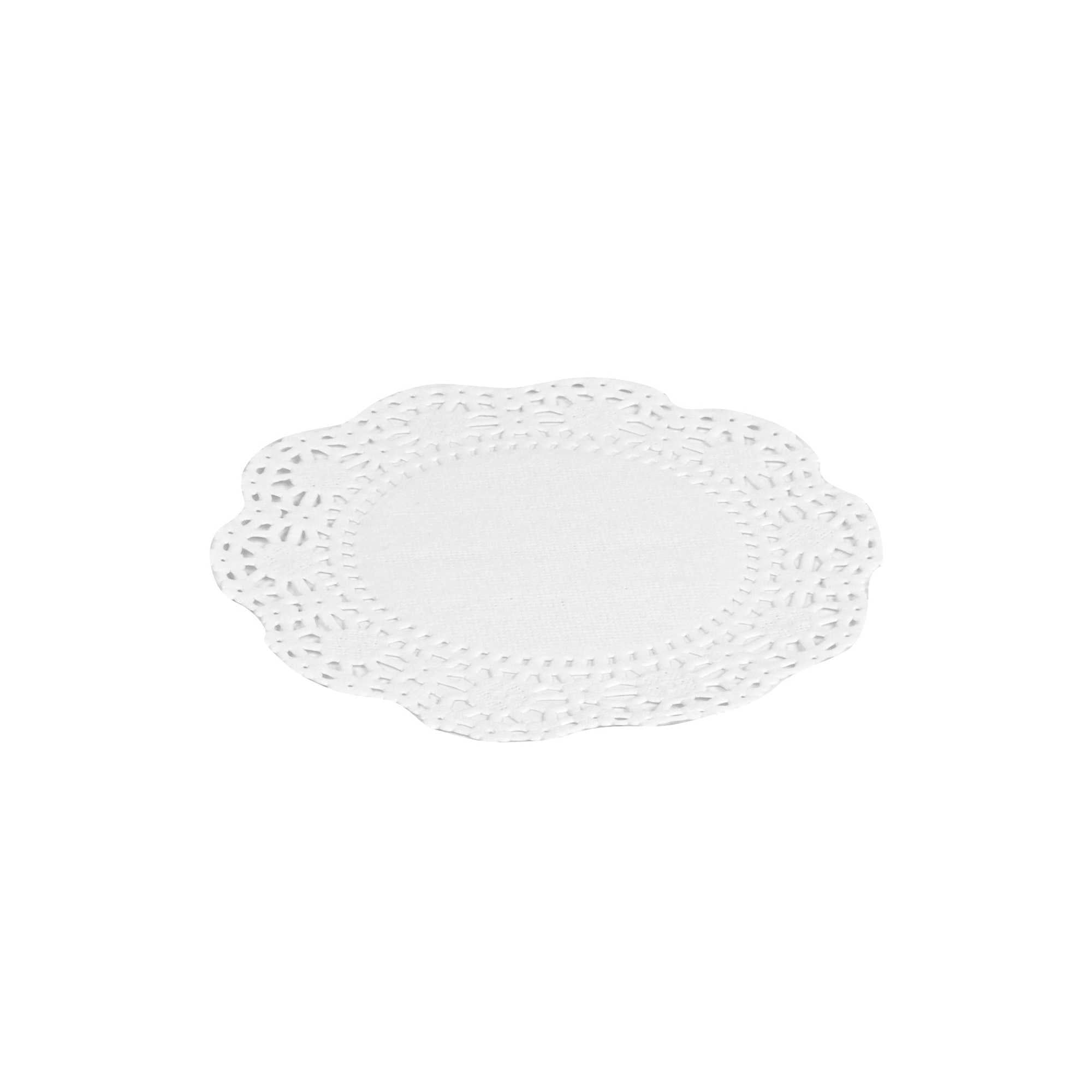 Pastry Tek Round White Paper Doilies - Lace - 4" x 4" - 4000 count box