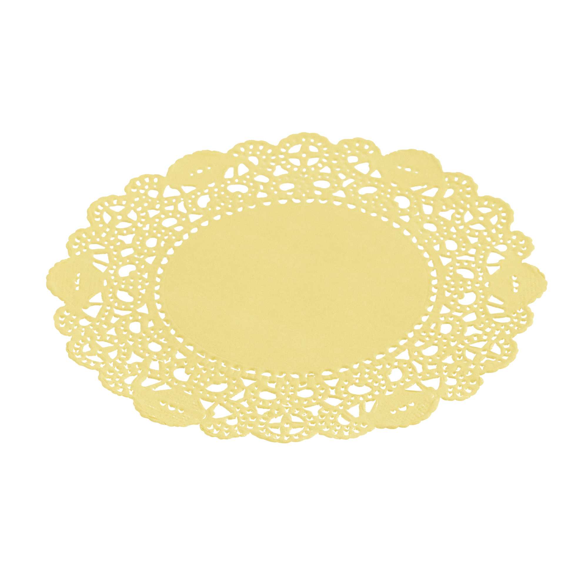 Pastry Tek Round Yellow Paper Doilies - Lace - 4" x 4" - 100 count box