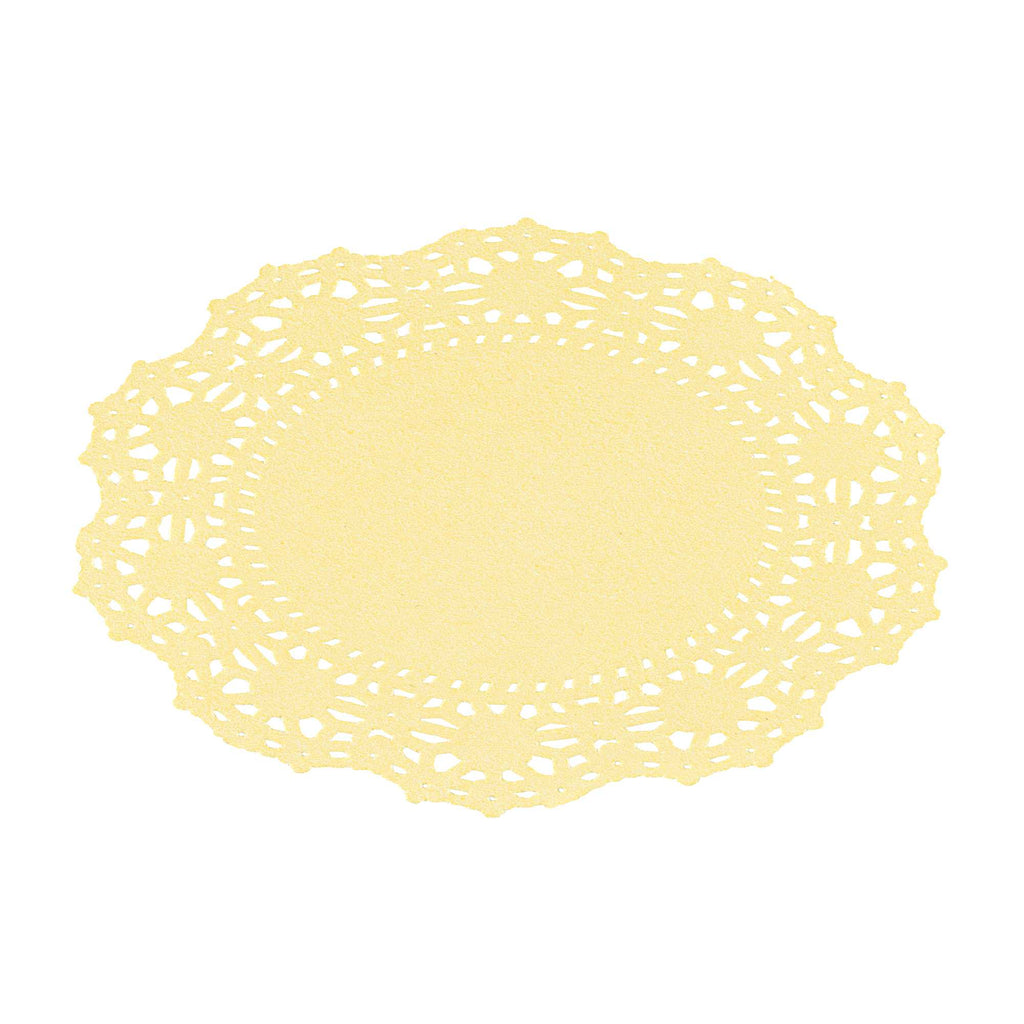 Pastry Tek Round Yellow Paper Doilies - Lace - 4" x 4" - 4000 count box