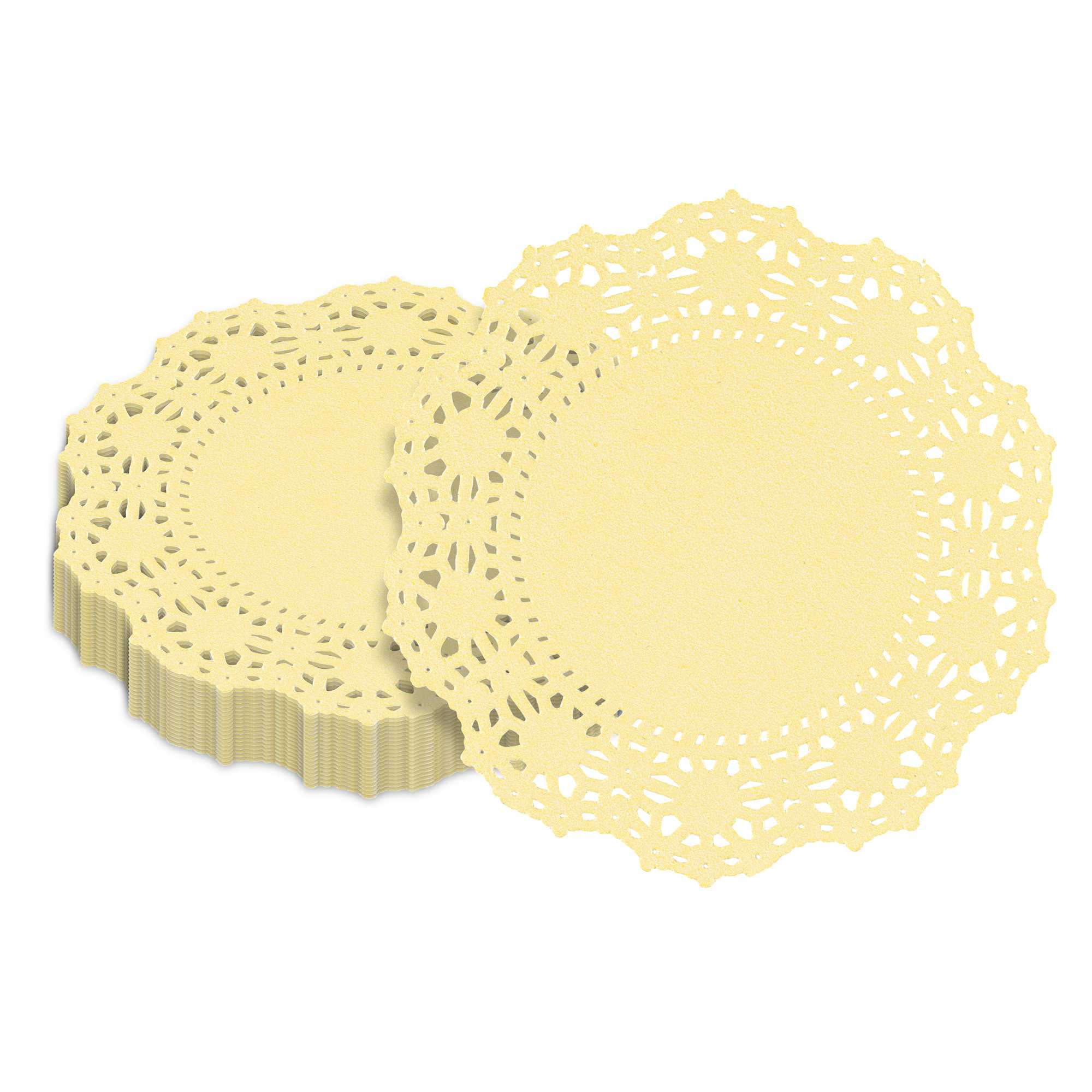 Pastry Tek Round Yellow Paper Doilies - Lace - 4" x 4" - 4000 count box
