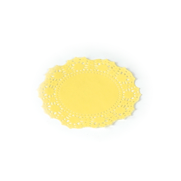Pastry Tek Round Yellow Paper Doilies - Lace - 4" x 4" - 4000 count box