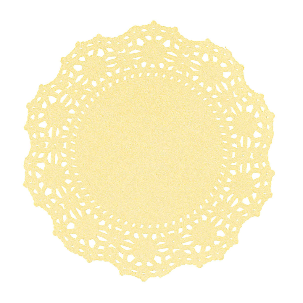 Pastry Tek Round Yellow Paper Doilies - Lace - 4" x 4" - 4000 count box