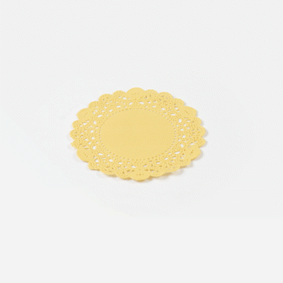 Pastry Tek Round Yellow Paper Doilies - Lace - 4" x 4" - 100 count box