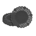 Pastry Tek Round Black Paper Doilies - Lace - 6" x 6" - 100 count box