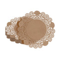 Pastry Tek Round Brown Paper Doilies - Lace - 6" x 6" - 100 count box