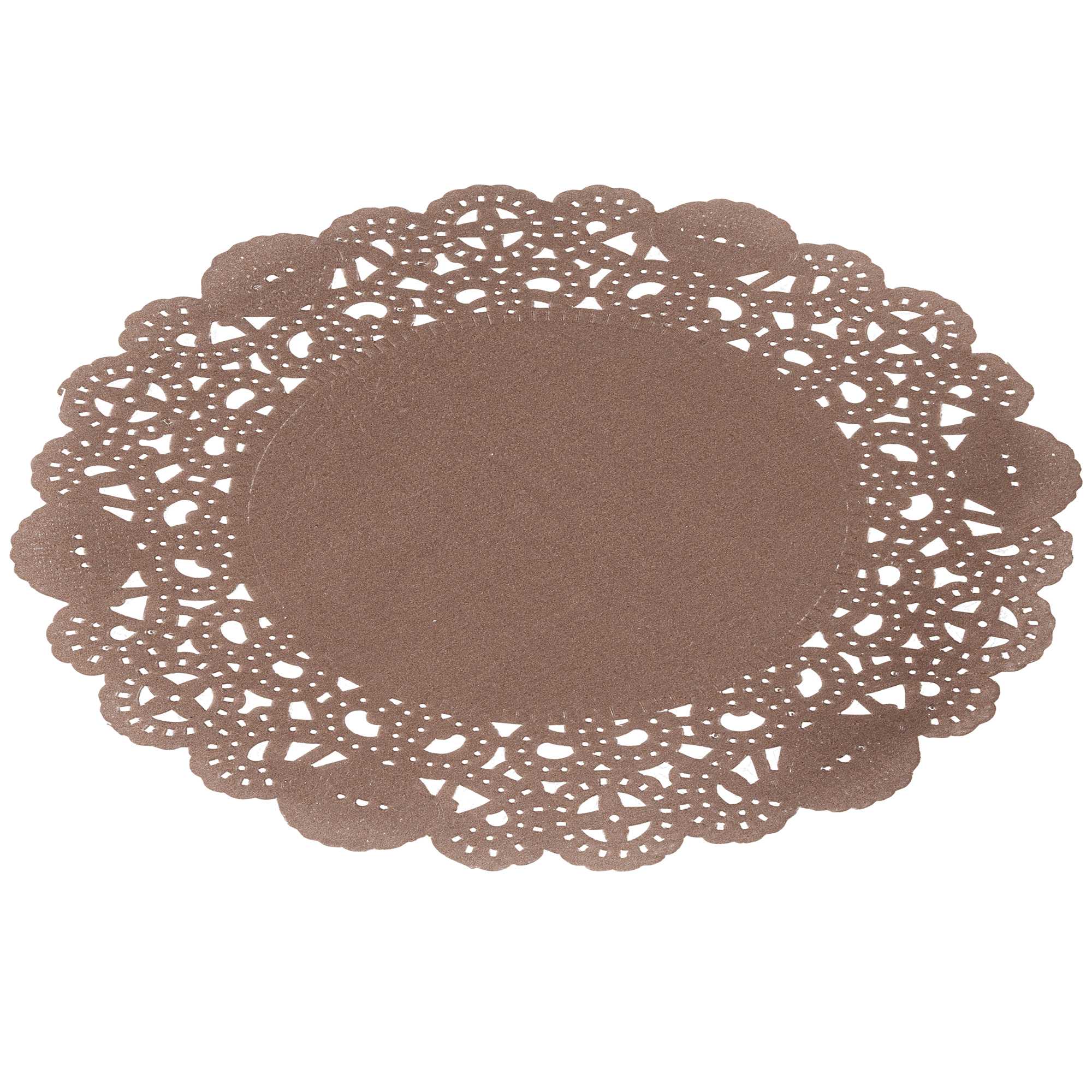 Pastry Tek Round Brown Paper Doilies - Lace - 6" x 6" - 4000 count box