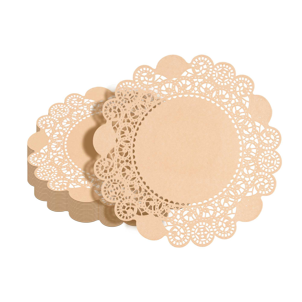 Pastry Tek Round Coral Paper Doilies - Lace - 6" x 6" - 100 count box