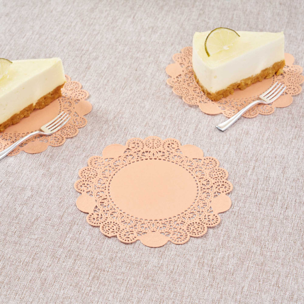 Pastry Tek Round Coral Paper Doilies - Lace - 6" x 6" - 100 count box