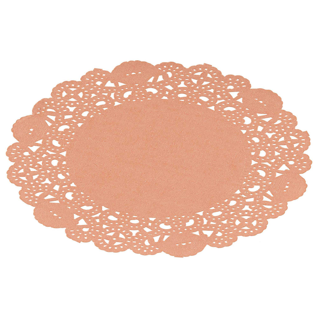 Pastry Tek Round Coral Paper Doilies - Lace - 6" x 6" - 4000 count box