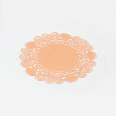Pastry Tek Round Coral Paper Doilies - Lace - 6" x 6" - 100 count box