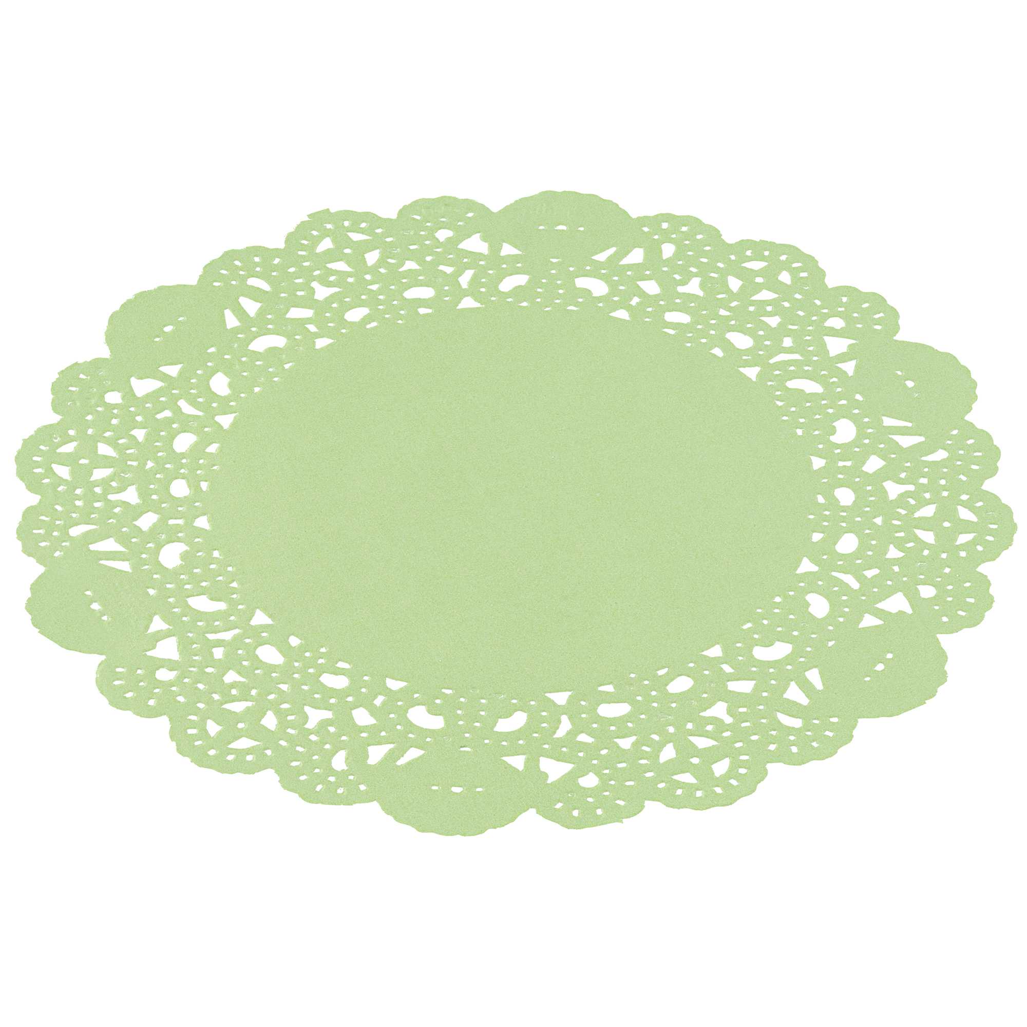 Pastry Tek Round Green Paper Doilies - Lace - 6" x 6" - 4000 count box