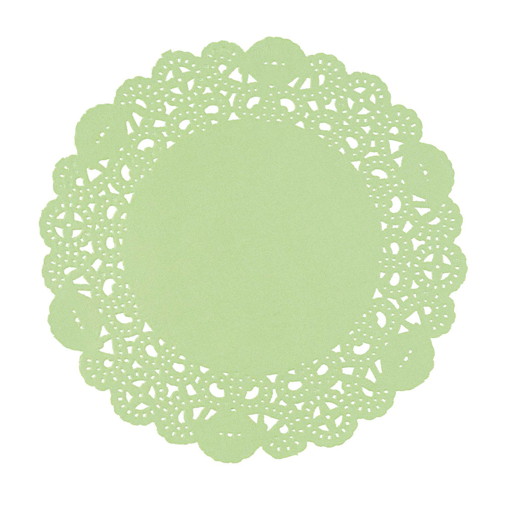Pastry Tek Round Green Paper Doilies - Lace - 6" x 6" - 4000 count box