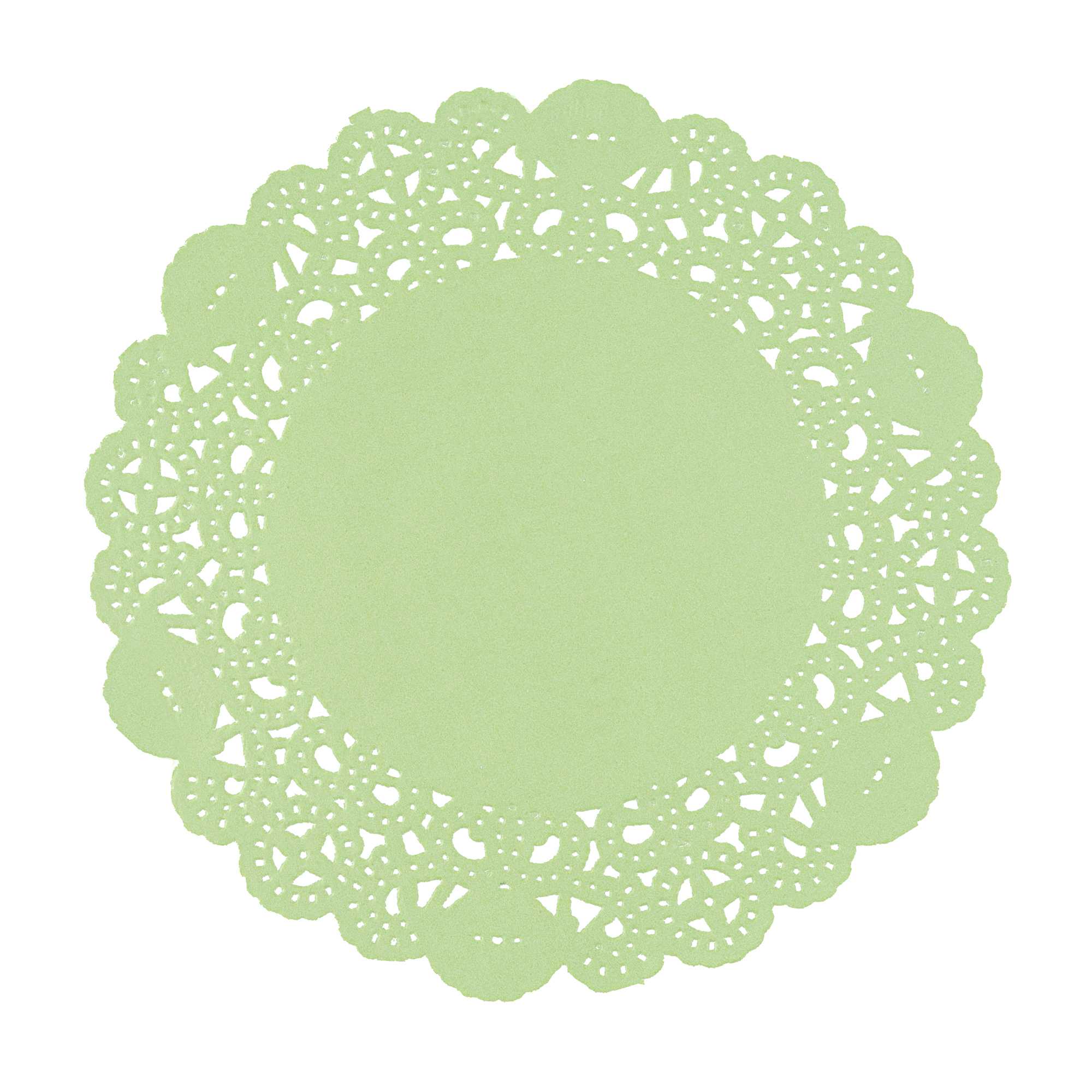 Pastry Tek Round Green Paper Doilies - Lace - 6" x 6" - 4000 count box