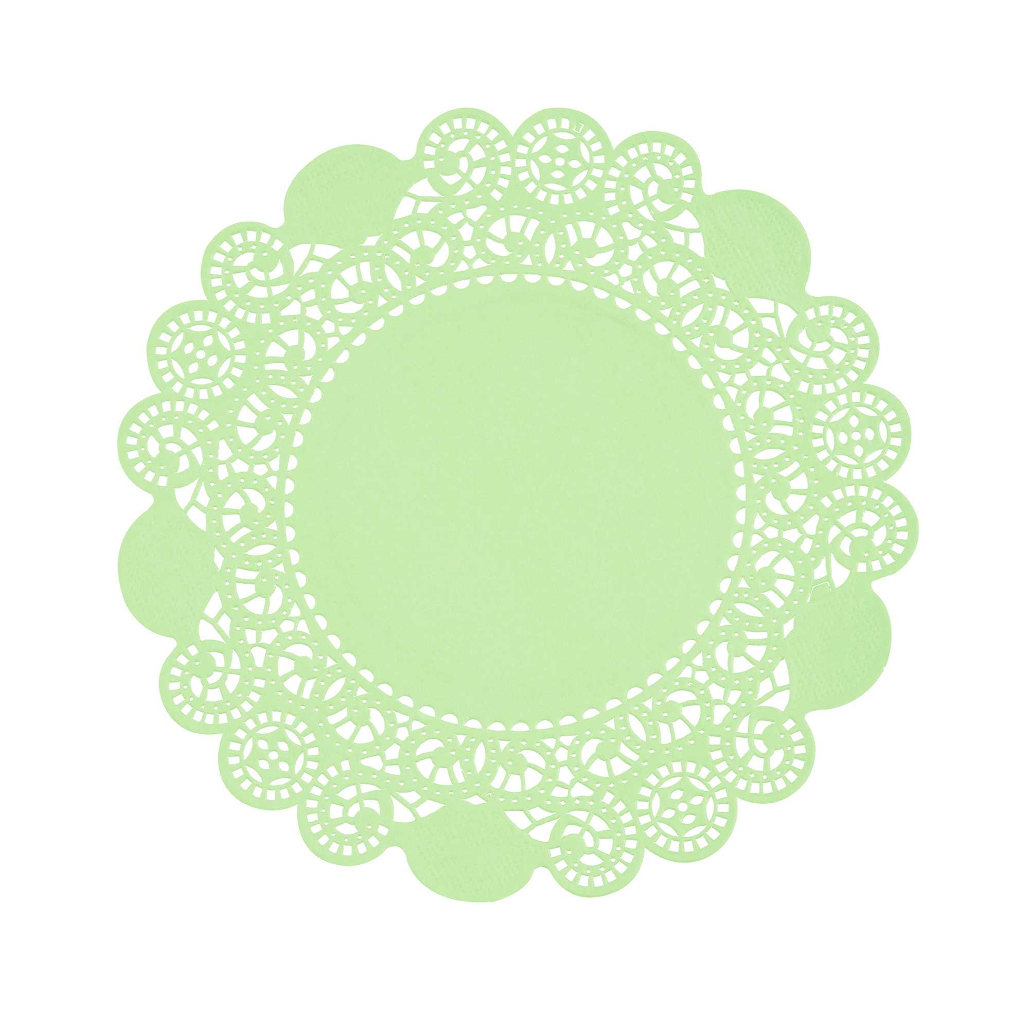 Pastry Tek Round Green Paper Doilies - Lace - 6" x 6" - 100 count box