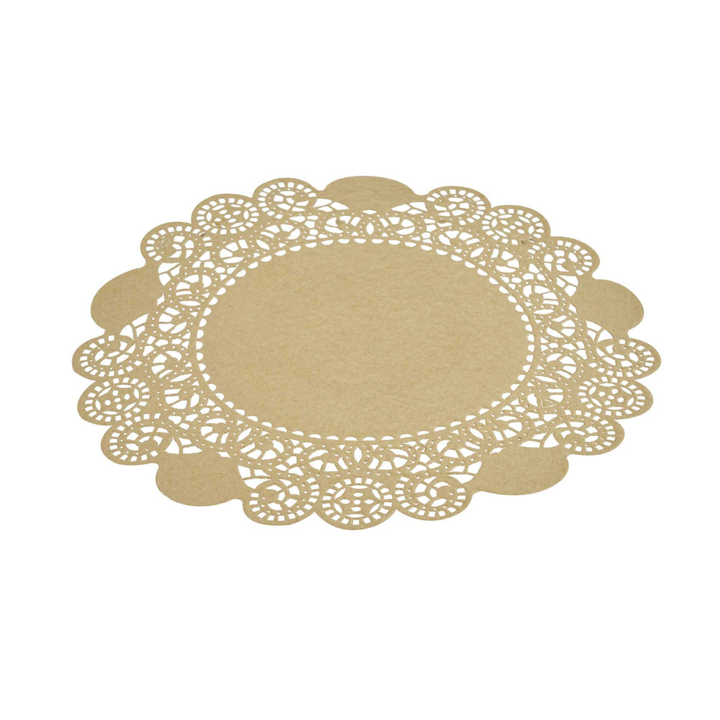 Pastry Tek Round Kraft Paper Doilies - Lace - 6" x 6" - 100 count box