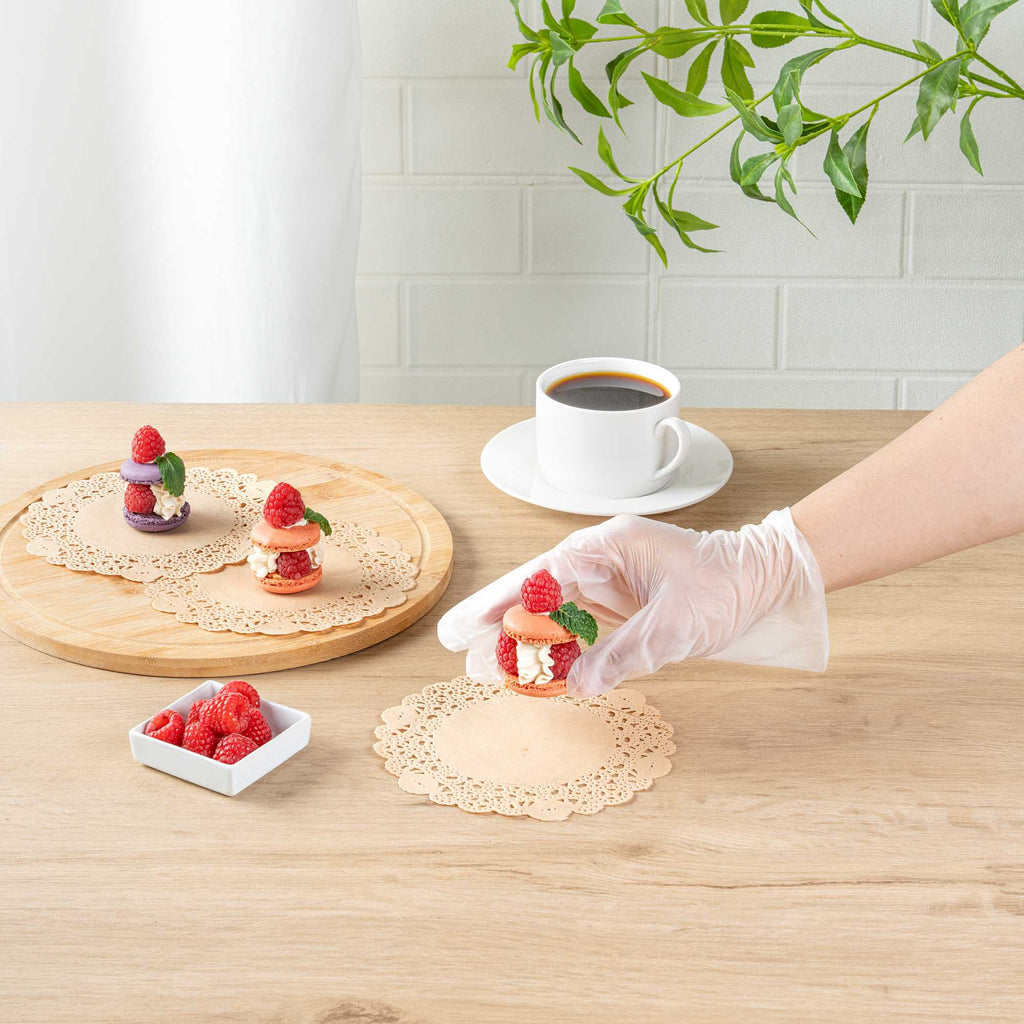 Pastry Tek Round Kraft Paper Doilies - Lace - 6" x 6" - 4000 count box