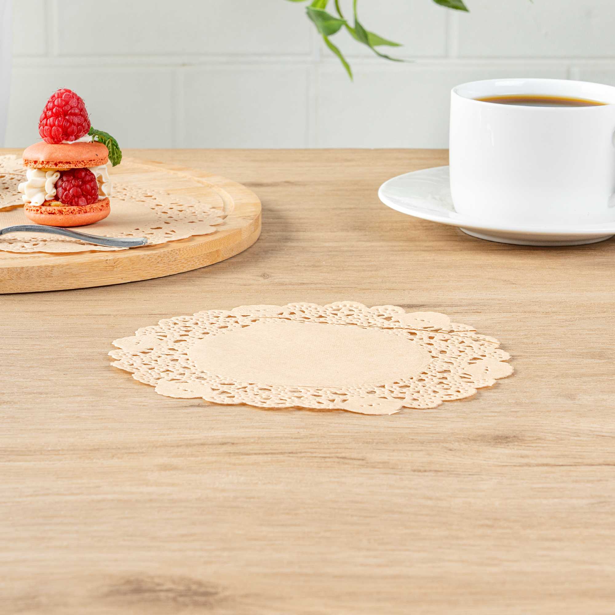Pastry Tek Round Kraft Paper Doilies - Lace - 6" x 6" - 4000 count box