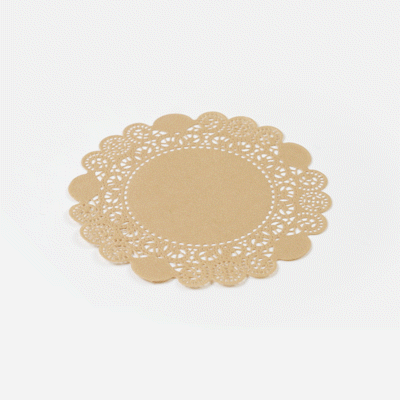 Pastry Tek Round Kraft Paper Doilies - Lace - 6" x 6" - 100 count box