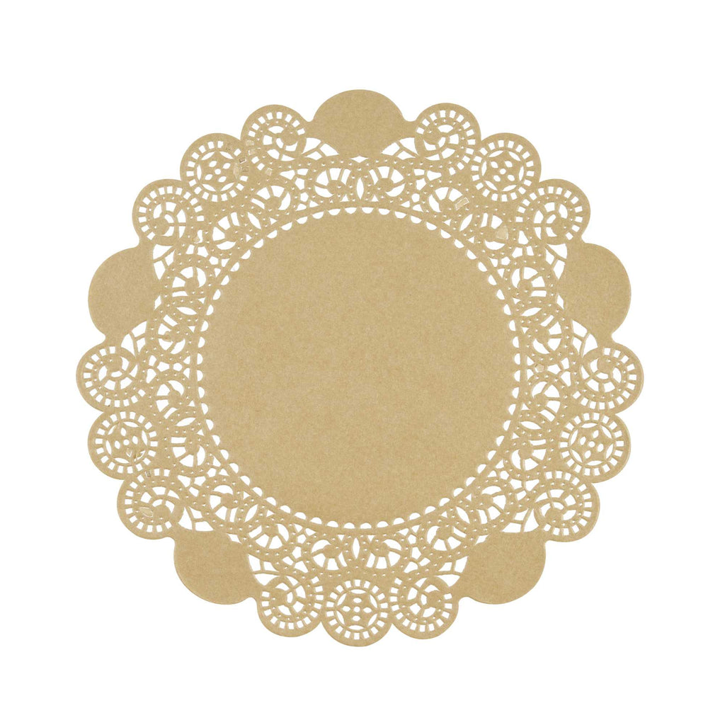 Pastry Tek Round Kraft Paper Doilies - Lace - 6" x 6" - 100 count box