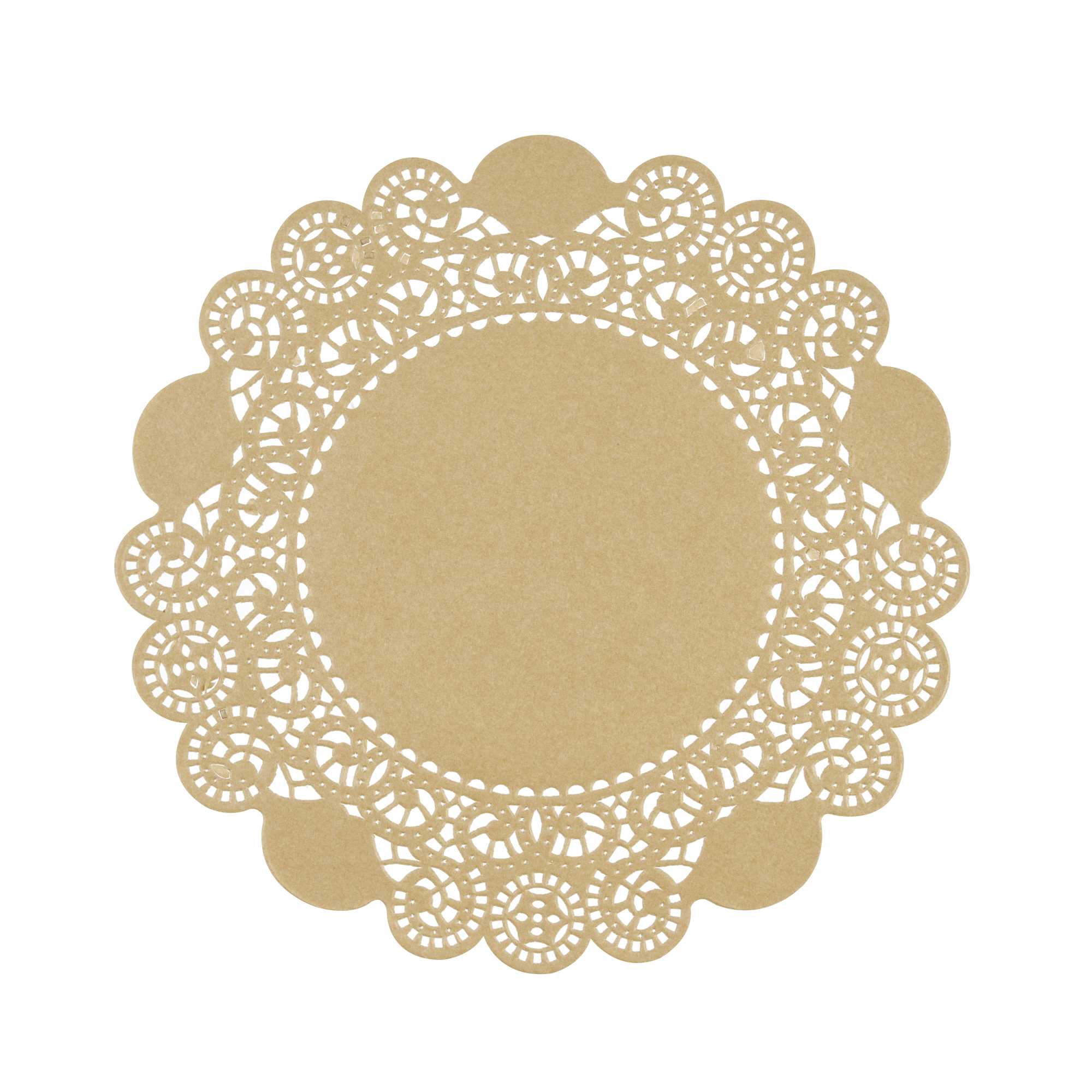 Pastry Tek Round Kraft Paper Doilies - Lace - 6" x 6" - 100 count box