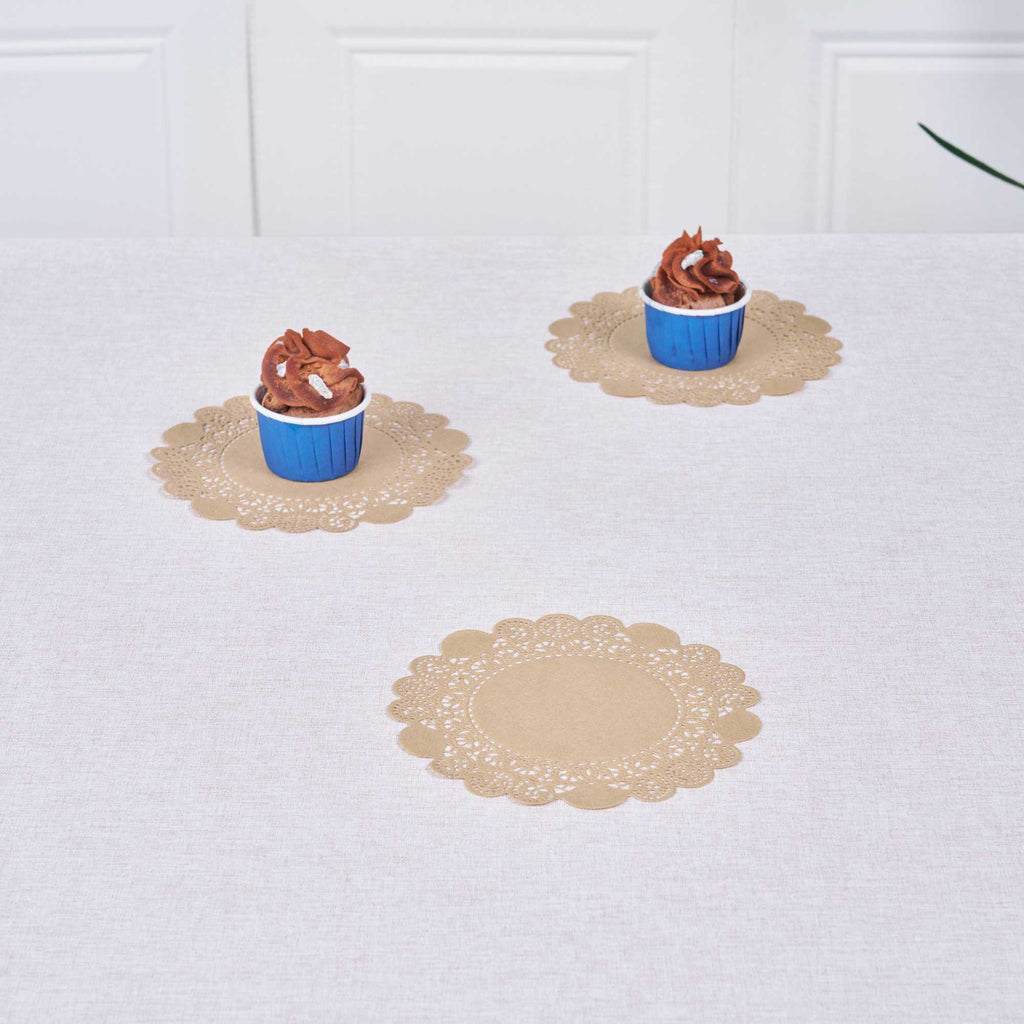 Pastry Tek Round Kraft Paper Doilies - Lace - 6" x 6" - 100 count box