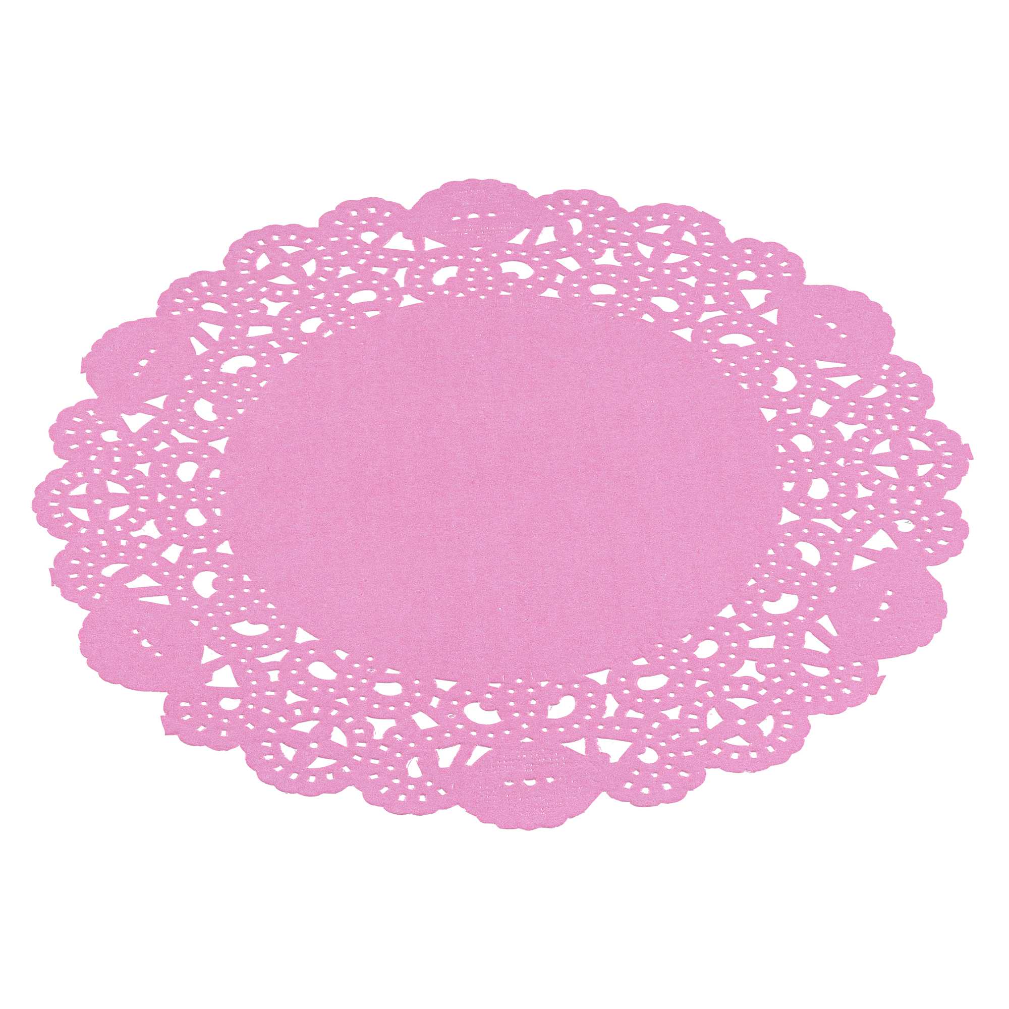 Pastry Tek Round Pink Paper Doilies - Lace - 6" x 6" - 4000 count box