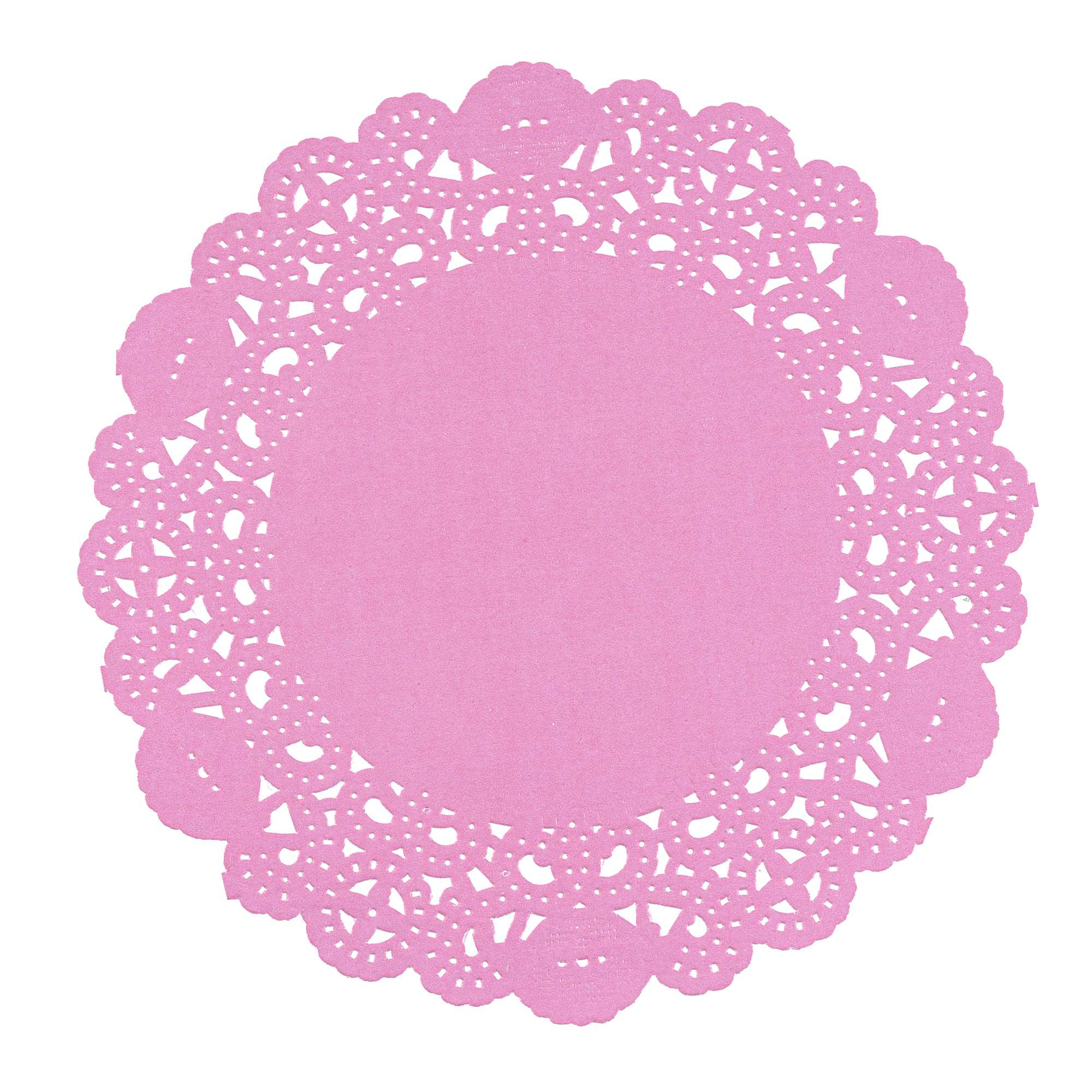 Pastry Tek Round Pink Paper Doilies - Lace - 6" x 6" - 4000 count box