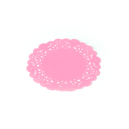Pastry Tek Round Pink Paper Doilies - Lace - 6" x 6" - 100 count box