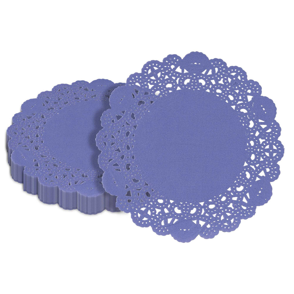 Pastry Tek Round Purple Paper Doilies - Lace - 6" x 6" - 4000 count box