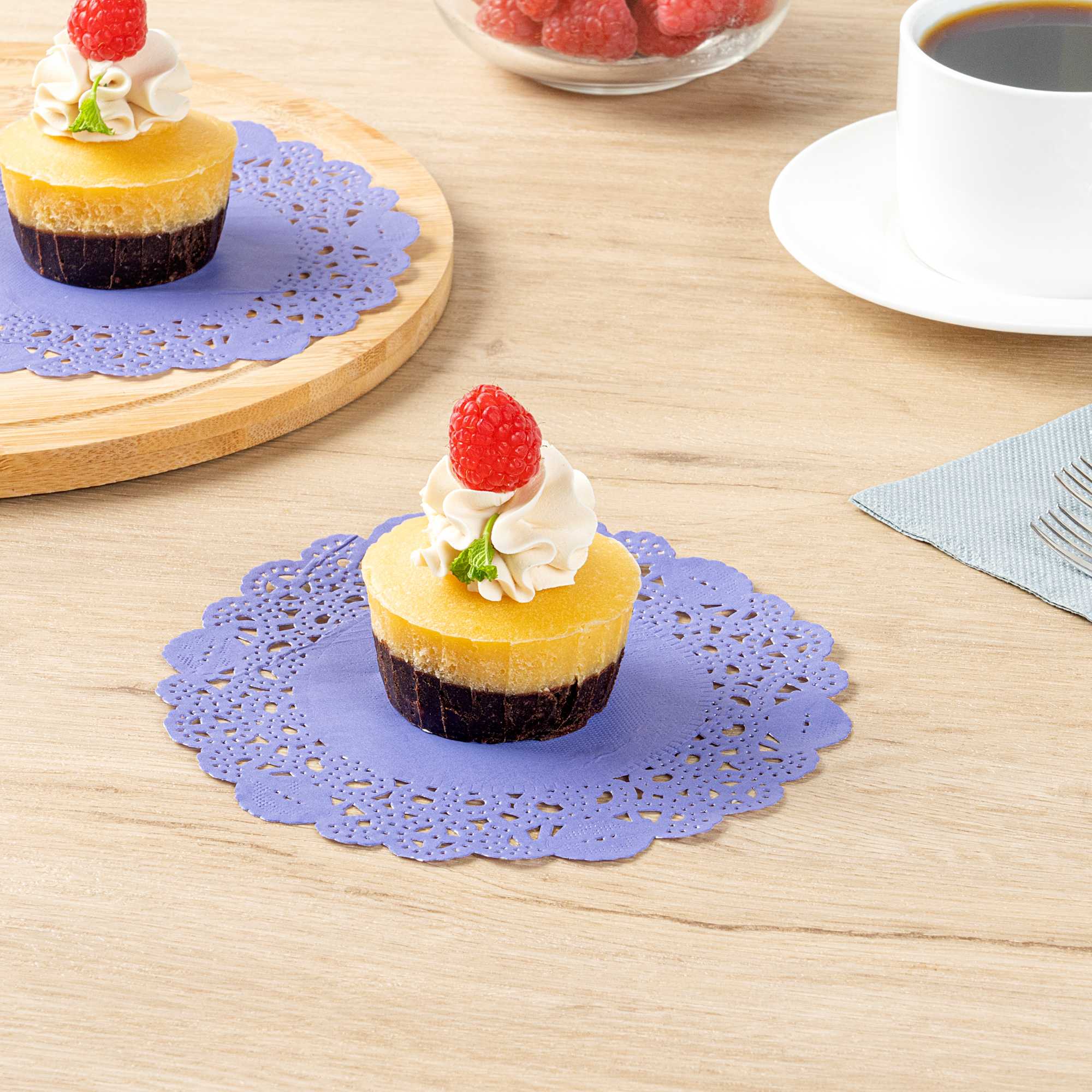 Pastry Tek Round Purple Paper Doilies - Lace - 6" x 6" - 4000 count box