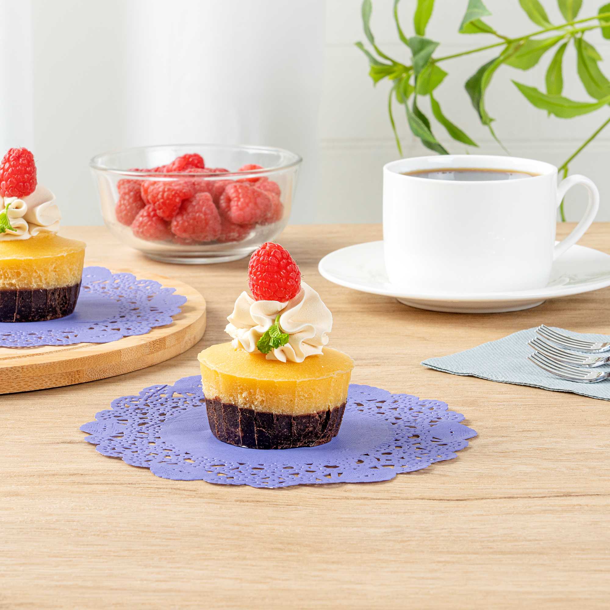 Pastry Tek Round Purple Paper Doilies - Lace - 6" x 6" - 4000 count box