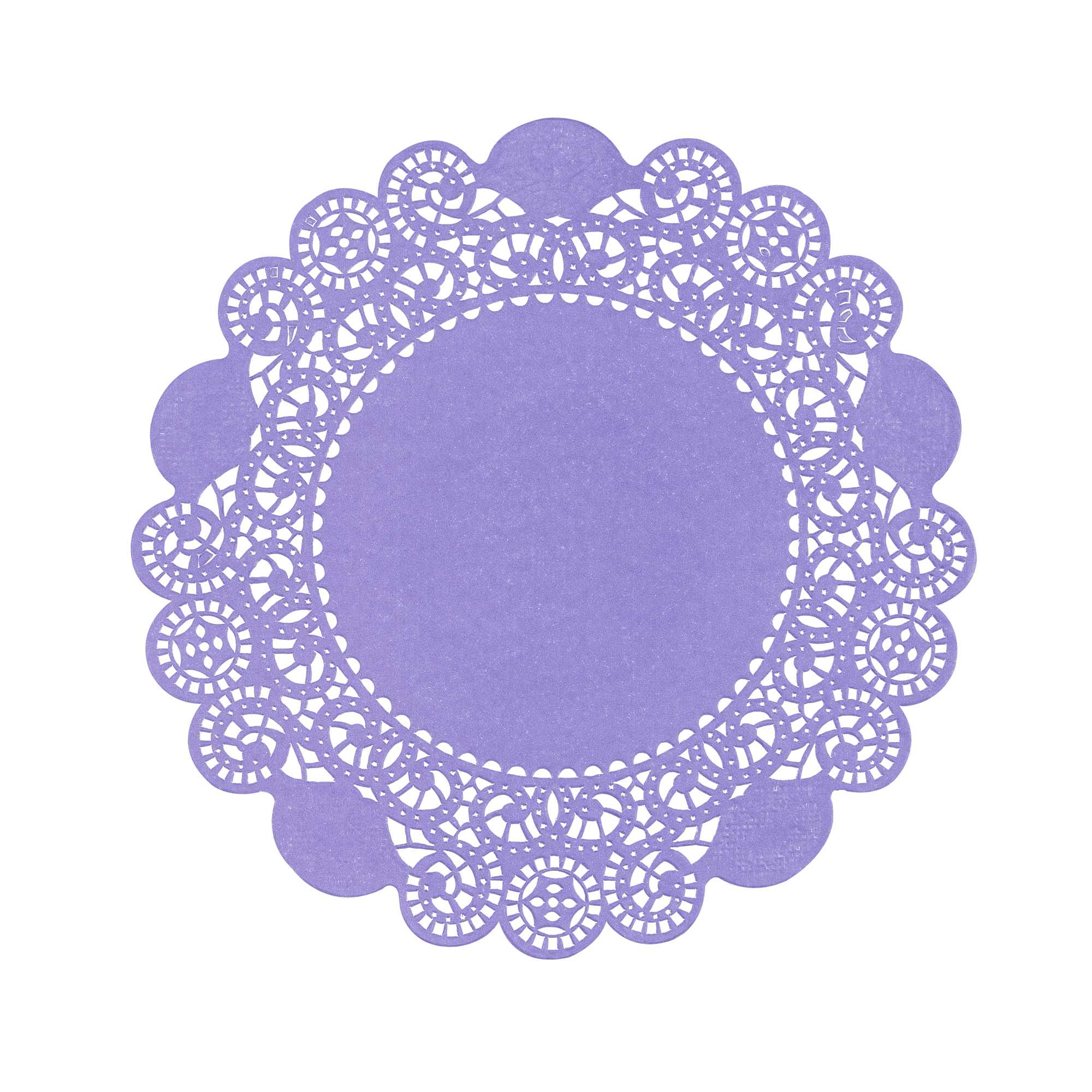Pastry Tek Round Purple Paper Doilies - Lace - 6" x 6" - 100 count box
