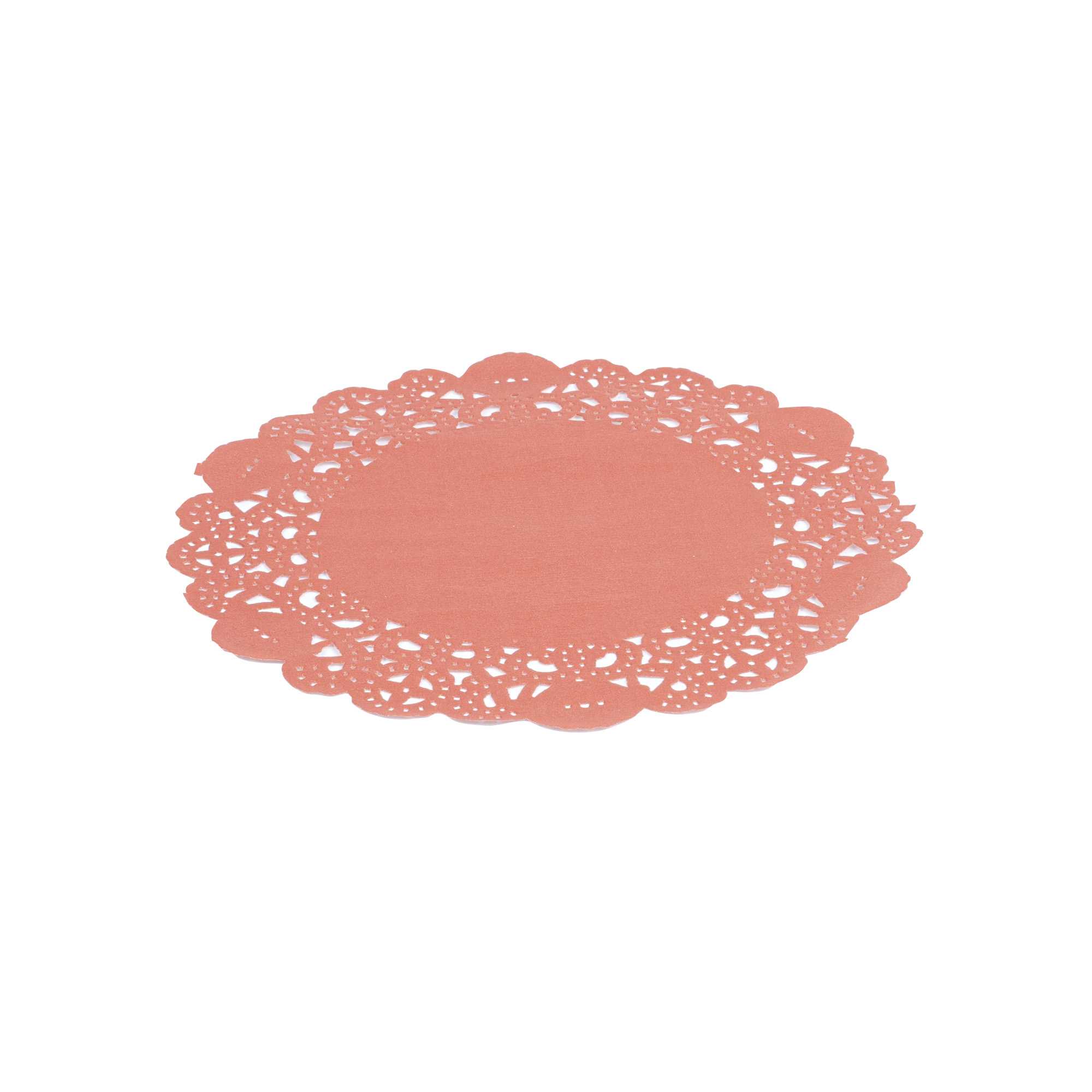 Pastry Tek Round Red Paper Doilies - Lace - 6" x 6" - 100 count box