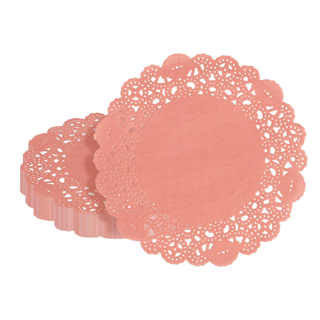 Pastry Tek Round Red Paper Doilies - Lace - 6" x 6" - 4000 count box