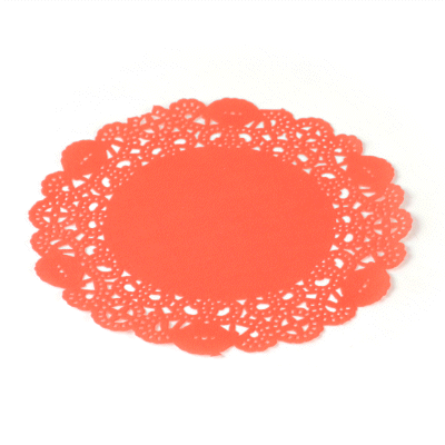 Pastry Tek Round Red Paper Doilies - Lace - 6" x 6" - 4000 count box